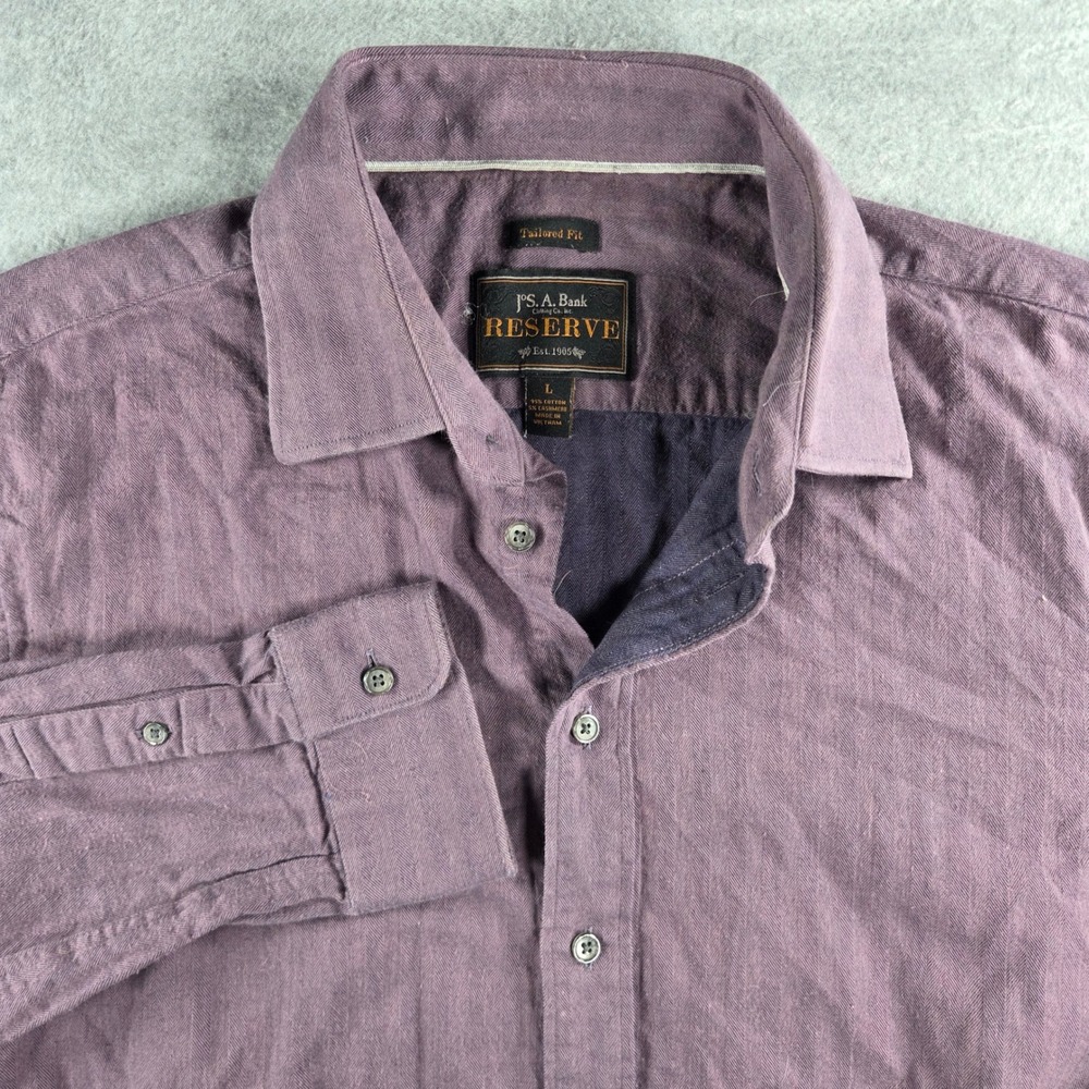Jos. A. Bank Button Down Mens Large Purple Cotton Cashmere Tailored Fit Reserve